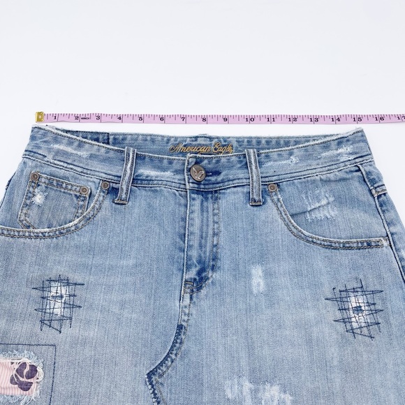 American Eagle Y2K 2000s Distressed Patchwork Denim Micro Mini Skirt Low Rise 6 - Picture 11 of 12